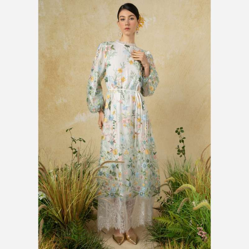 Promo Zalia Flora Lace Flare Dress Wanita Diskon 15% Di Seller