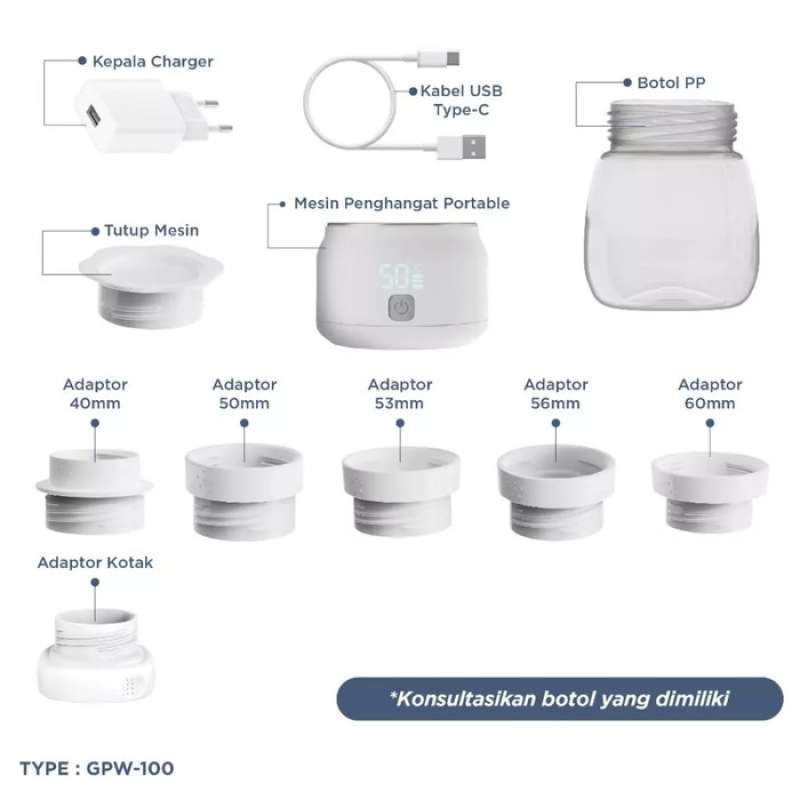 GEA BABY Smart Hero Portable Bottle Warmer GPW-100 Penghangat Botol Susu  Bayi Pemanas ASI