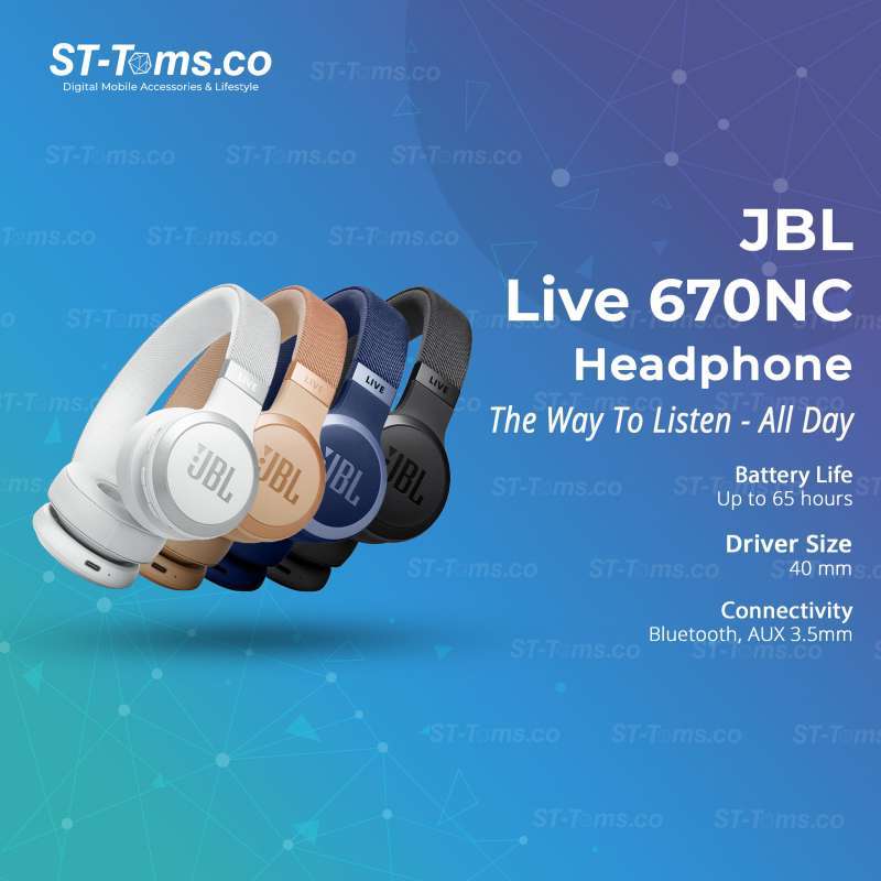 JBL Live 670NC 670 NC Wireless On-Ear Headphones with True Adaptive Noise  Cancelling ANC