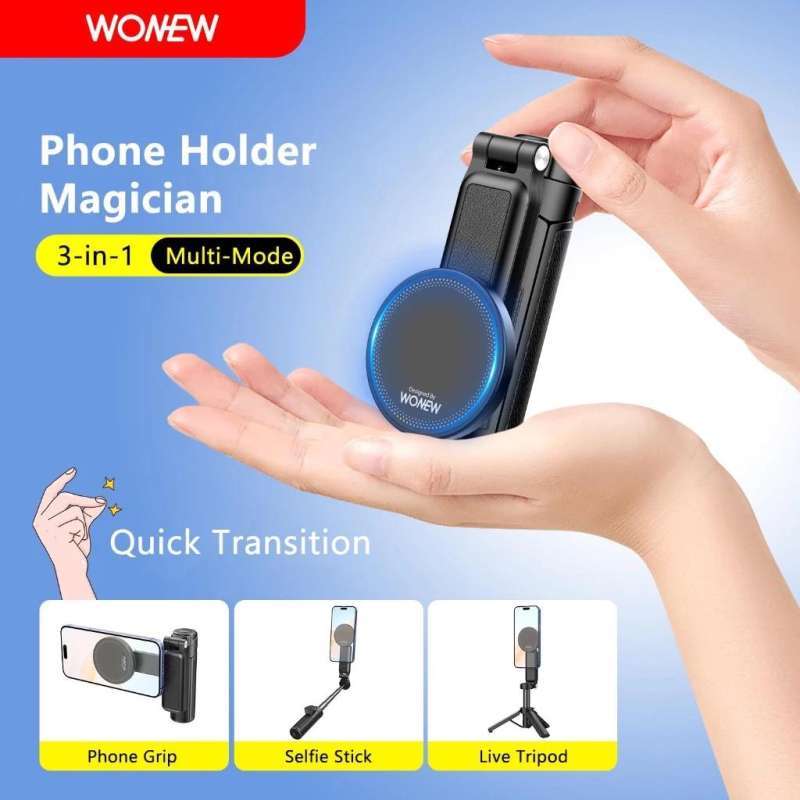 WONEW Z2 Magsafe 3in1 Holder Stand Tripod Bluetooth Remote Selfie Stick  Telepon Lipat Portable Untuk Iphone Android Vlogging Live
