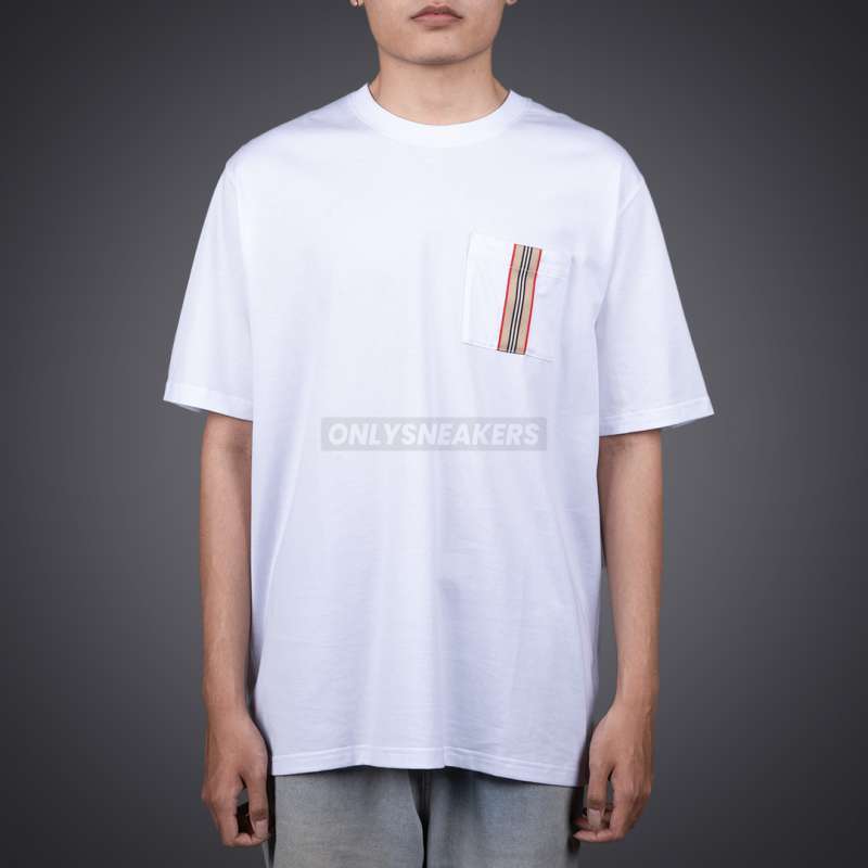 Jual Burberry Icon Stripe Ellison Pocket White Tee Di Seller