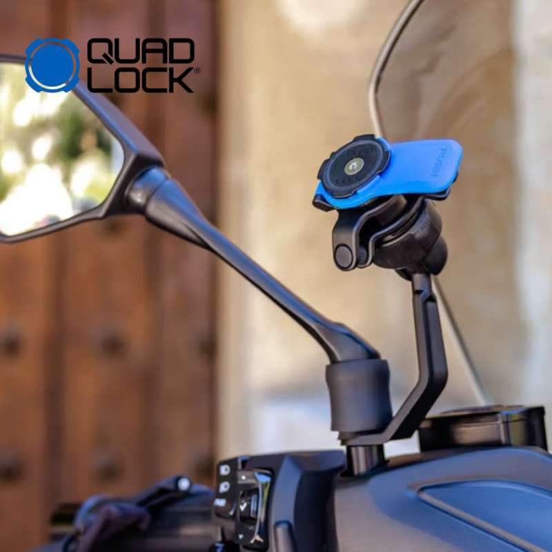Quad Lock Motorcycle MIRROR STEM Mount Motorcycle SCOOTER Phone Holder Quad  Lock Mirror