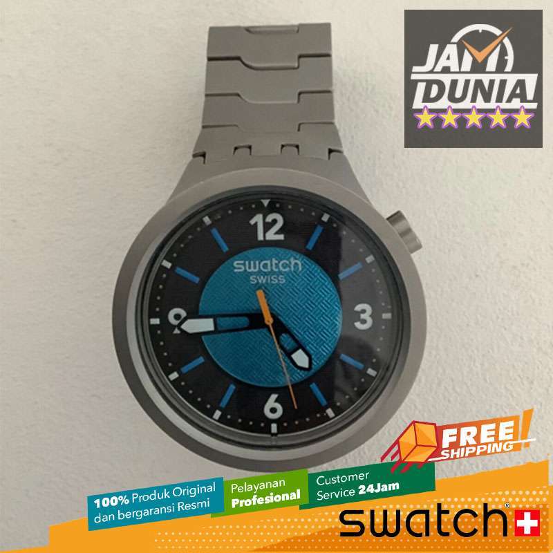 JAM TANGAN PRIA SWATCH ORIGINAL STAINLESS STEEL SILVER BLUE FROSTBLOOM  POWER OF NATURE SWATCH SB07S116G SWATCH SB07S 116G JAM PRIA NG
