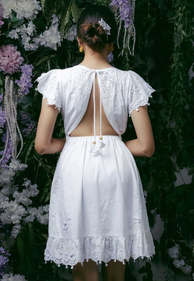knee length dresses for ladies Devilin Dress – Uluwatu Handmade Balinese Lace main image 1