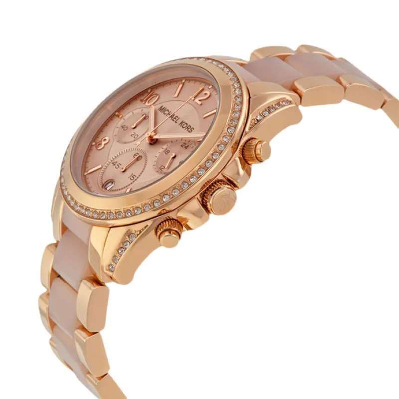 Michael Kors MK5943 Blair Chronograph Rose Gold Original Jam Tangan Wanita