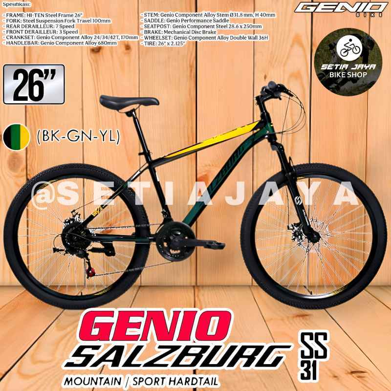 Sepeda Gunung MTB 26 Inch GENIO SALZBURG SS 31 Frame Steel, 3x7 Speed, Rem  Cakram, Mountain Bike By United New