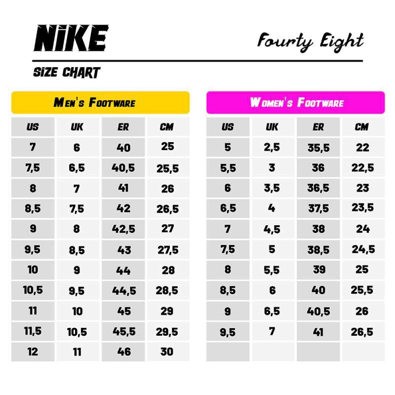 nike cortez size chart