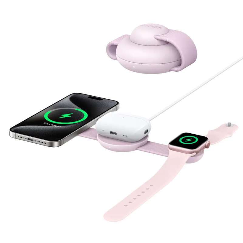 ANKER B25M8 MagGo Wireless UFO In Magsafe Compatible Foldable Charger  USB C 15W Charging Dock