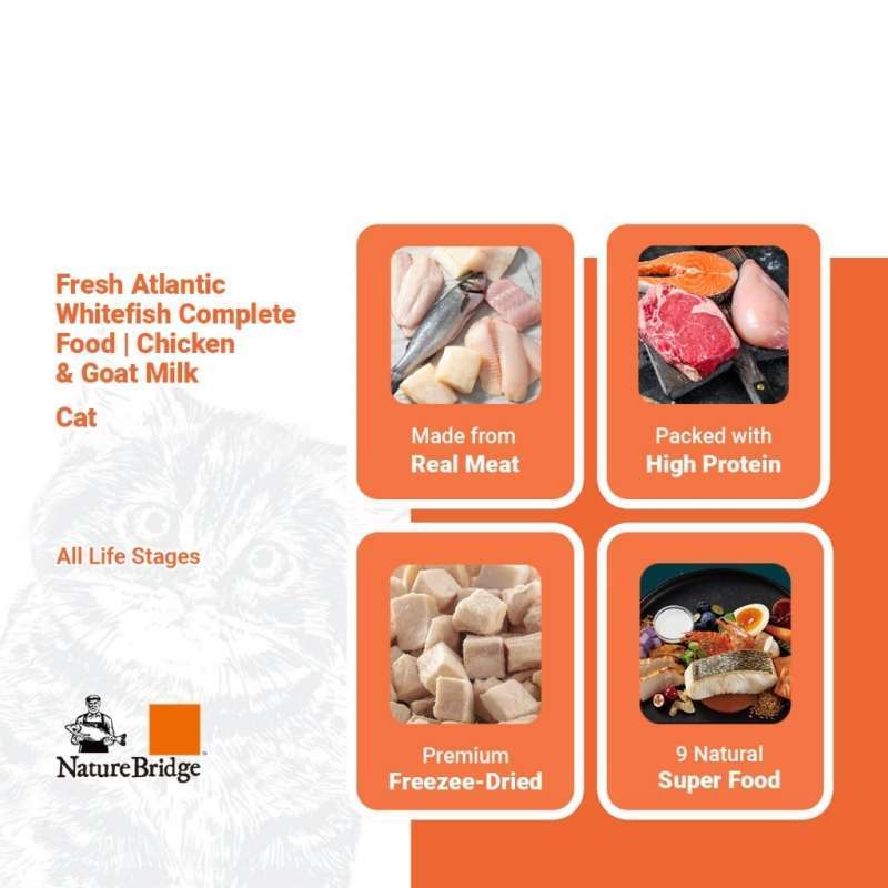 Premium Dry Cat Food Nature Bridge Fresh Atlantic Whitefish With Freeze  Dried Meat Freshpack Kg Non Freeze Dried Meat Kg For All Life Stage