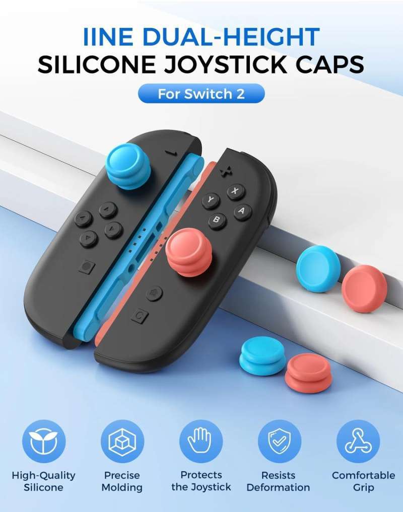 IINE Thumb grips Joycon Nintendo Switch Analog caps Dual Height  Silicone Analog joycon Switch2 THUMB GRIPS NS2