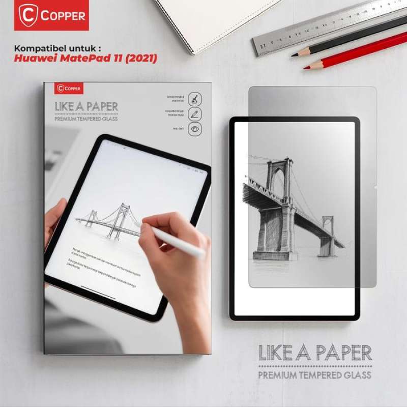 COPPER Tempered Glass Drawing Feel Like a Paper untuk Huawei Matepad 11  11,5 11,5s Air SE PaperMatte Kids 2021 2023 2024 2025