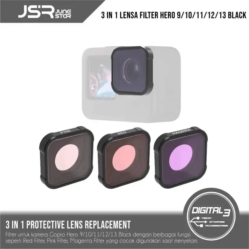 JUNESTAR Replacement Lens Color Filter in Underwater Diving Red Pink  Magenta Protective Filter Lensa Pengganti for GoPro Hero 10 11 12