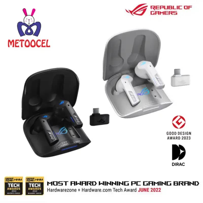 ASUS ROG Cetra True Wireless SpeedNova Headset TWS Gaming Bluetooth dengan  Dirac Opteo Microphone AI Kualitas Suara 24-bit 96 kHz Baterai 46 Jam