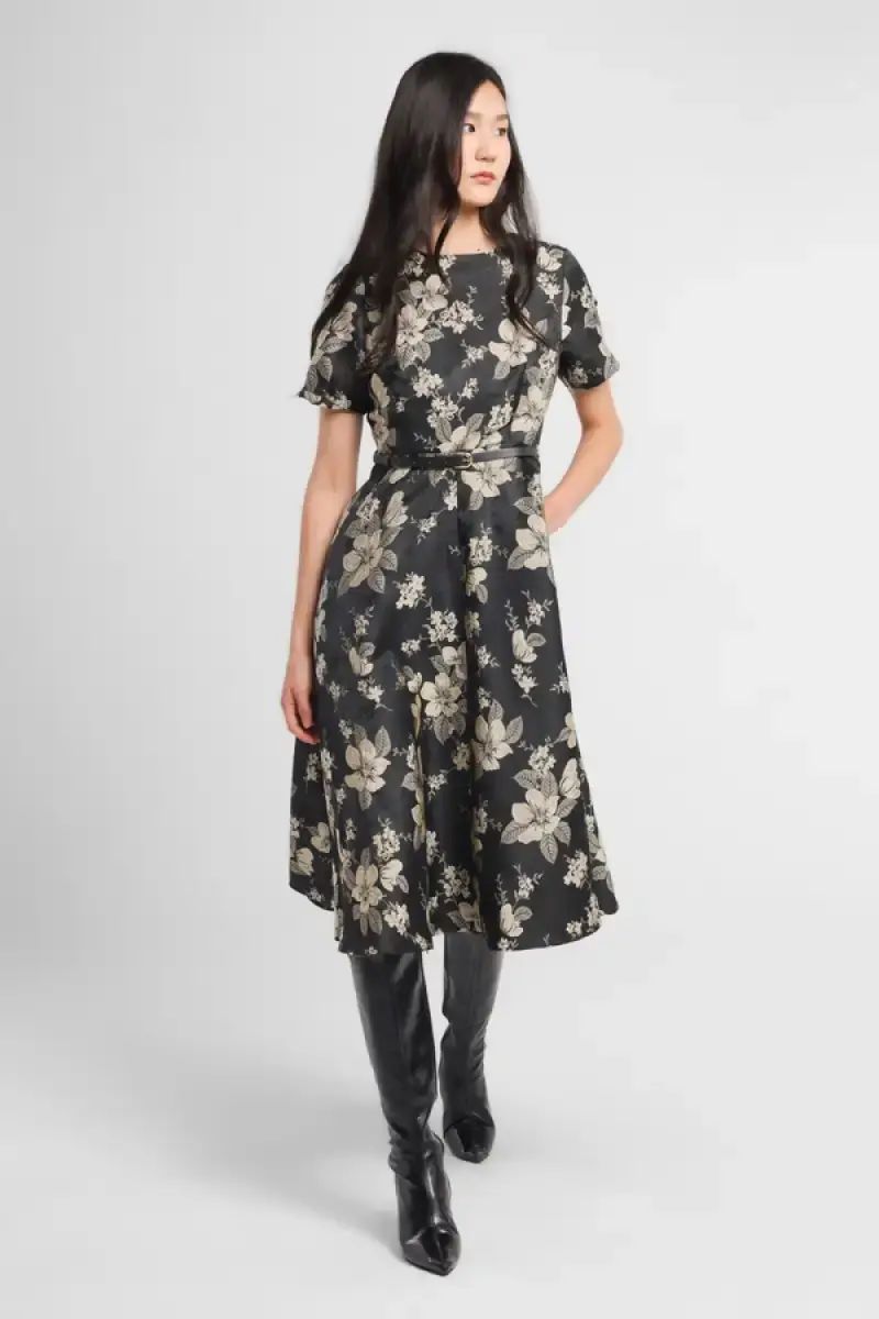 the noa fit and flare dress MILLE Noa Dress in Blue Oxford