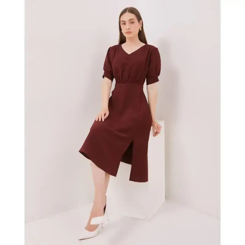 Promo Urban Exchange Estella Midi Dress Maroon Diskon 29% Di Seller Urban  Exchange Flagship Store - Jl.kh Mas Mansyur No 44 B
