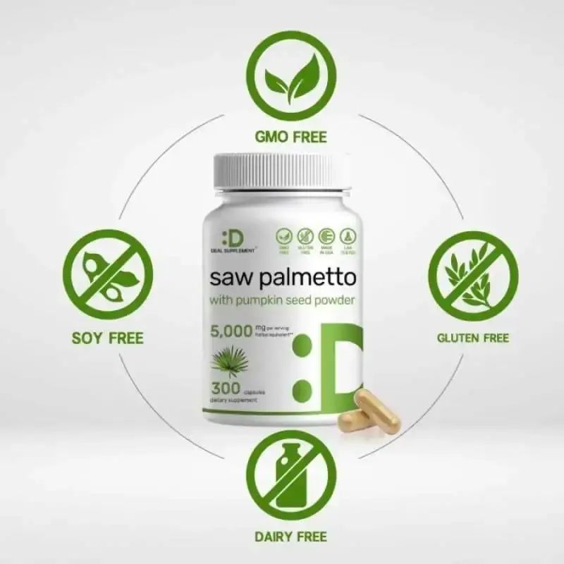 Saw Palmetto 5000mg With Pumpkin Seed – 300 Capsules, Gluten-Free, Soy-Free, Prostate Health
