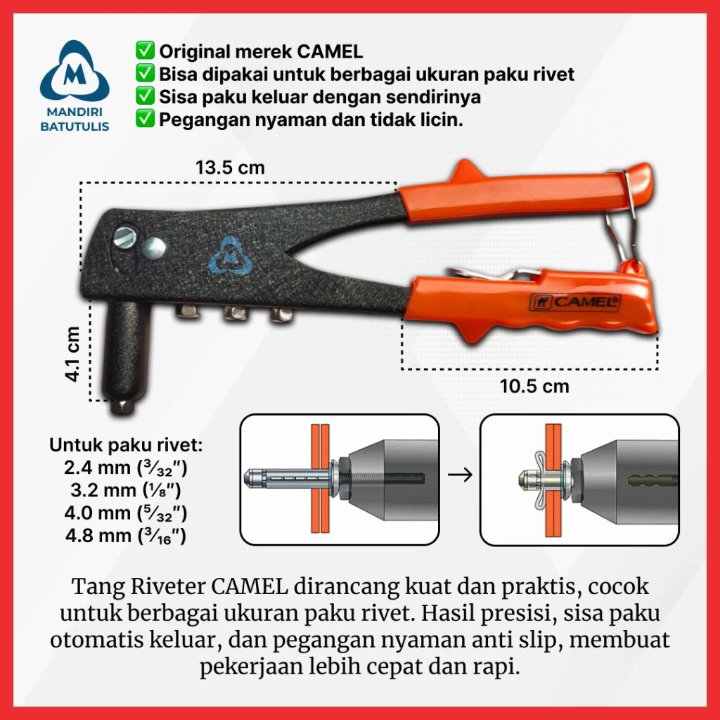 Tang Ripeth Jual Tang Rivet - Hand Rivet - Tembakan Paku Ripet Camel Di Seller ...