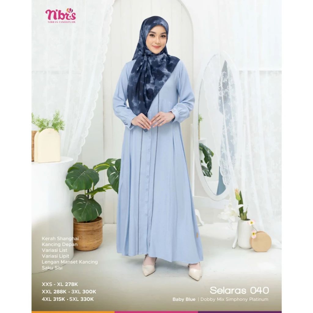 midi dress nibras gamis black dobby MAUDIA GAMIS - Produk - NIBRAS