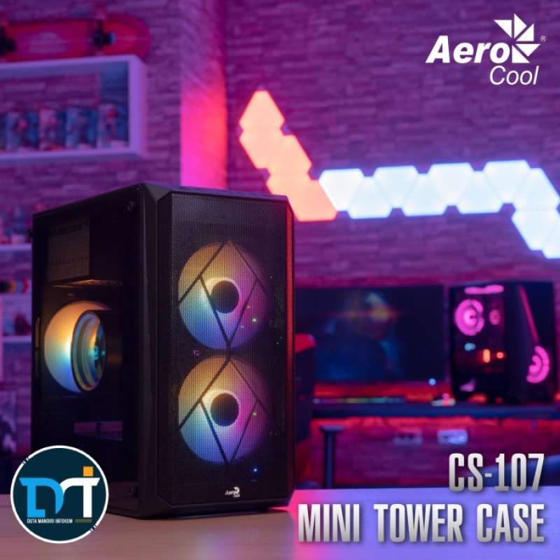 Promo Aerocool CS 107 V1 I V2 FRGB - Acrylic Side Mini Tower Gaming ...