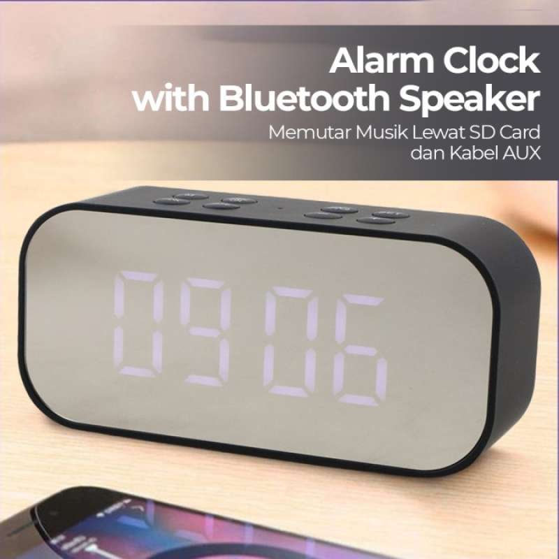 Promo AEC Jam Alarm Clock with Bluetooth Speaker TF AUX BT501 Black