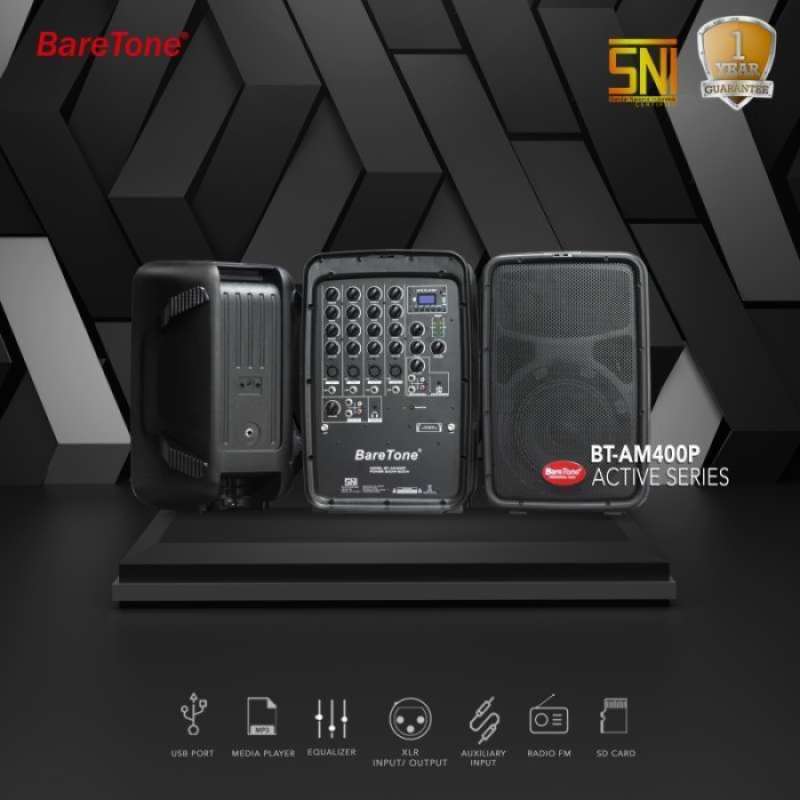 Promo Speaker Aktif Baretone 8 Inch AM 400 P With Power Mixer Speaker Diskon 23 di Seller Focus