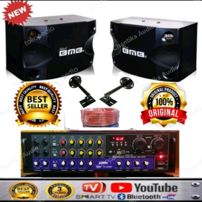 Promo Paket Karaoke Rumahan Speaker 8 inch Original USB Bluetooth Smart