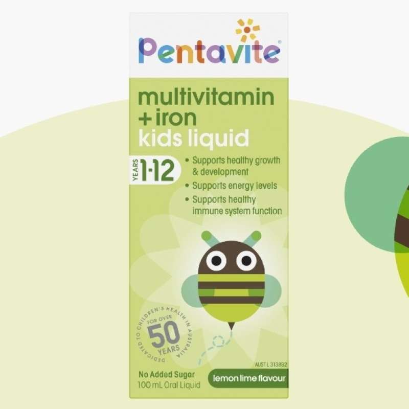 Promo Pentavite Multivitamin + Iron Kids Liquid 112 years 200ml