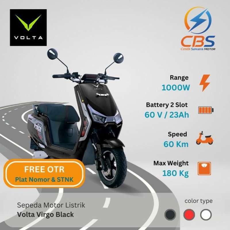 Jual Volta Sepeda Motor Listrik Virgo Series Hitam Garansi Resmi Ban