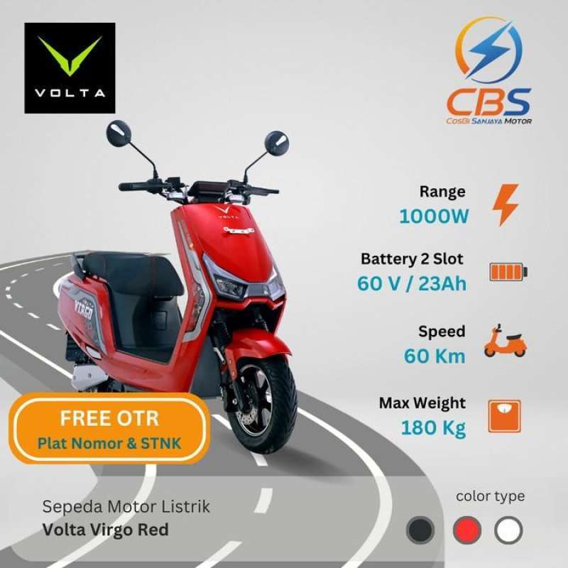 Jual Volta Sepeda Motor Listrik Virgo Series Merah Garansi Resmi Ban