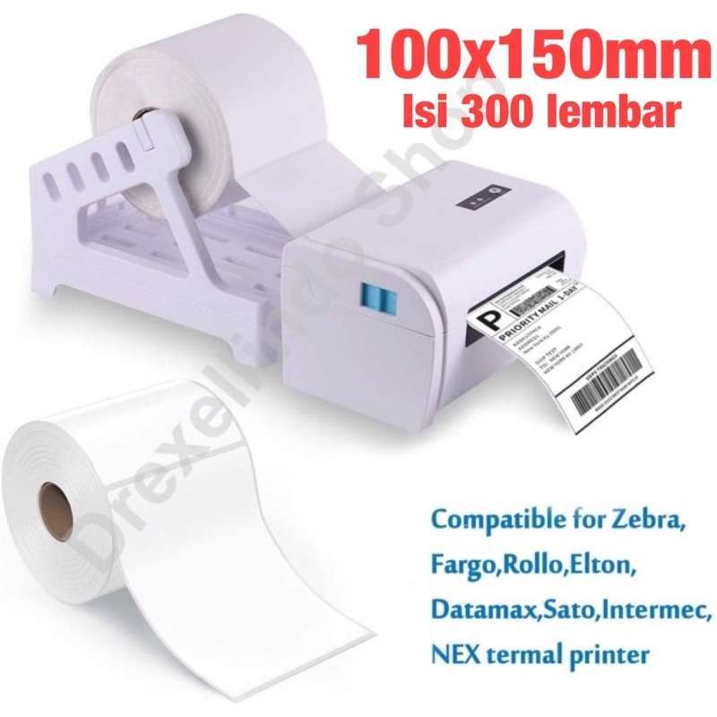 Jual Kertas Label Stiker Thermal Ukuran 100 X 150 Mm 300 Lembar Per 1