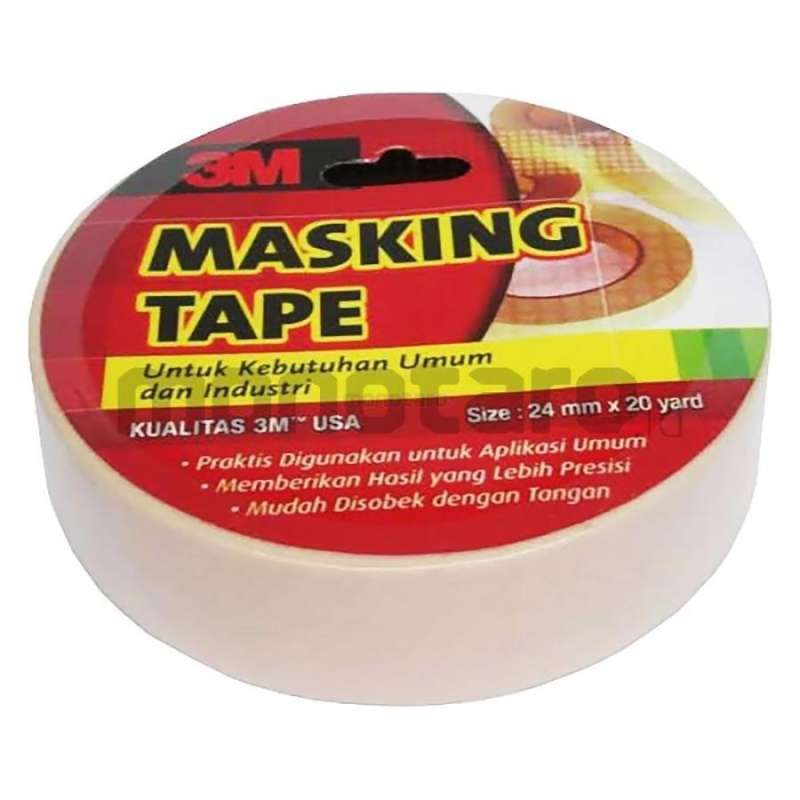 Jual Original 3M Lakban Kertas Masking Tape Ukuran 1 Inch 24mm x