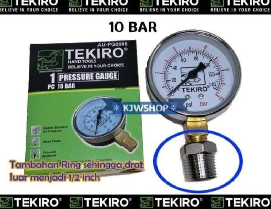 Promo Manometer TEKIRO 10 Bar Drat 12 Inch Stainless Pressure Gauge 10