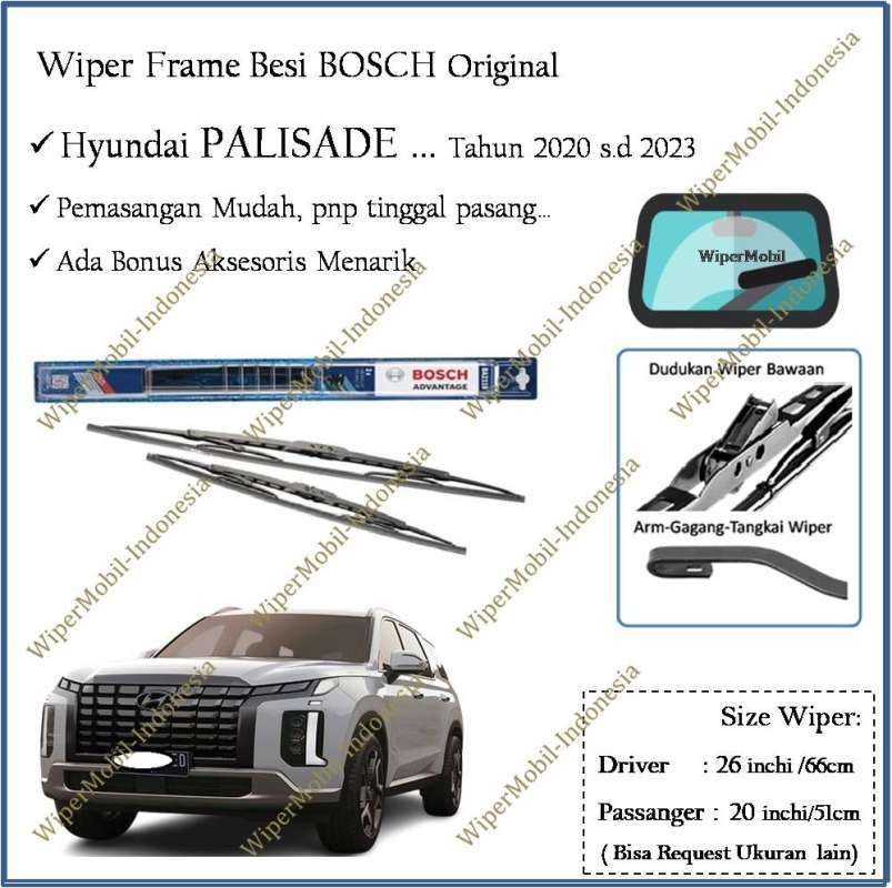Promo Wiper Frame Besi Bosch Hyundai Palisade tahun 2020 2021 2022 2023