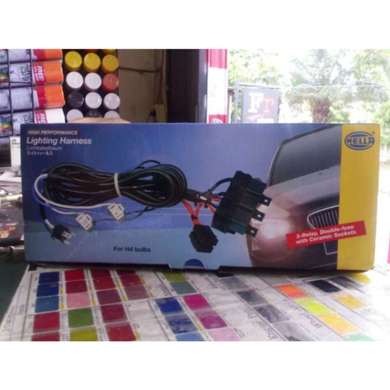 Promo HELLA LIGHTING HARNESS/KABEL SET 3 RELAY H4 12V/30Amp 100ORIGINALE Diskon 23 di