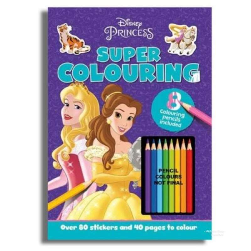 Jual Buku Mewarnai Super Coloring Disney Princess 80 Sticker 8 Pensil ...