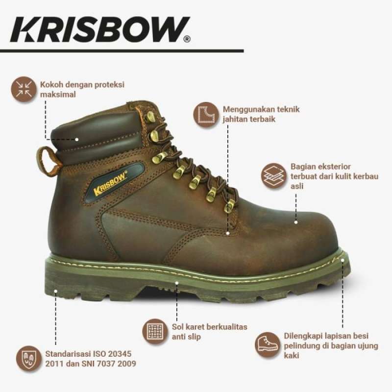 Jual Krisbow Sepatu Safety Shoes Ukuran 41 Vulcan Cokelat Di Seller