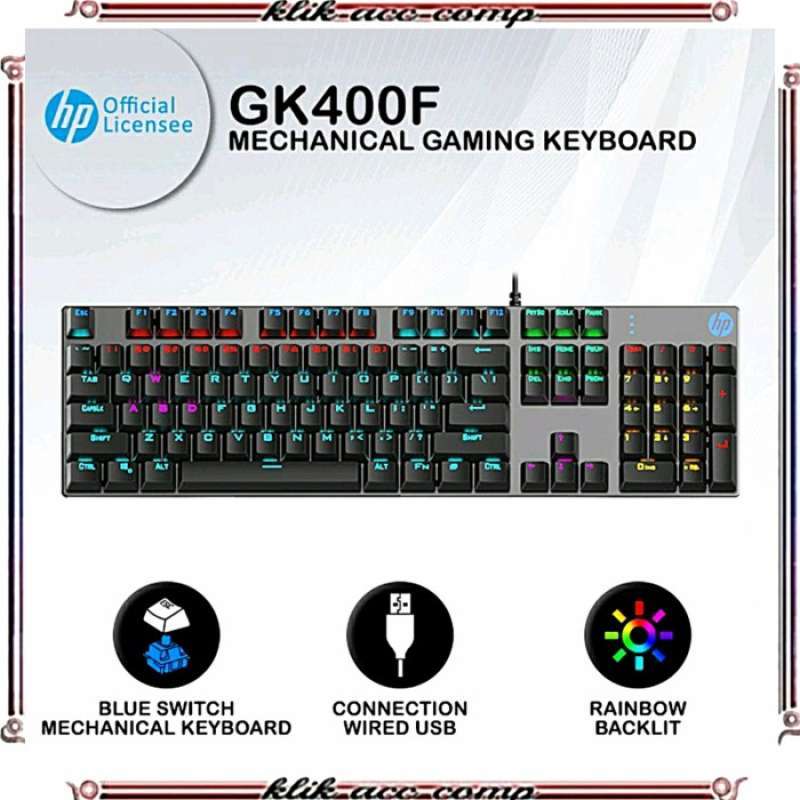 Jual Keyboard Gaming HP GK400F RGB Blue Switch Mechanical Keyboard di