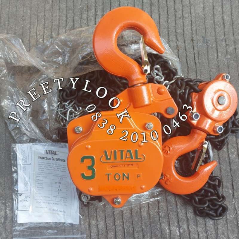 Promo chain Block Vital 3 ton x 10 meter vital VP5 Made in japan Diskon