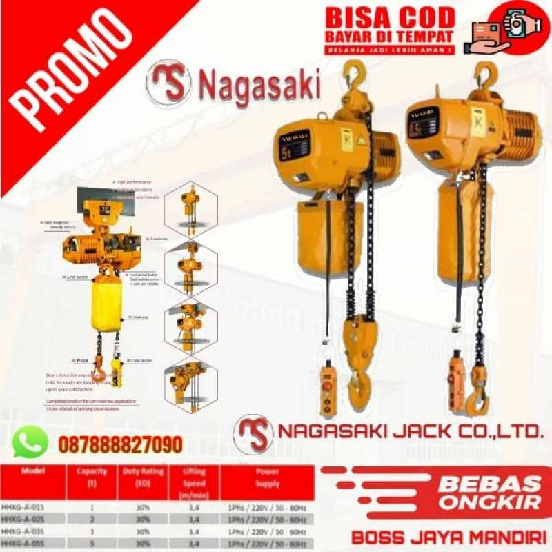 Promo Electric chaint Hoist 5 ton x 12 meter ( NAGASAKI JAPAN ) Diskon 23 di Seller Indah