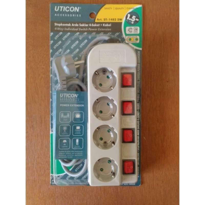 Promo Terminal Stop Kontak Uticon 4 Lubang Dengan Tombol On Off Diskon ...