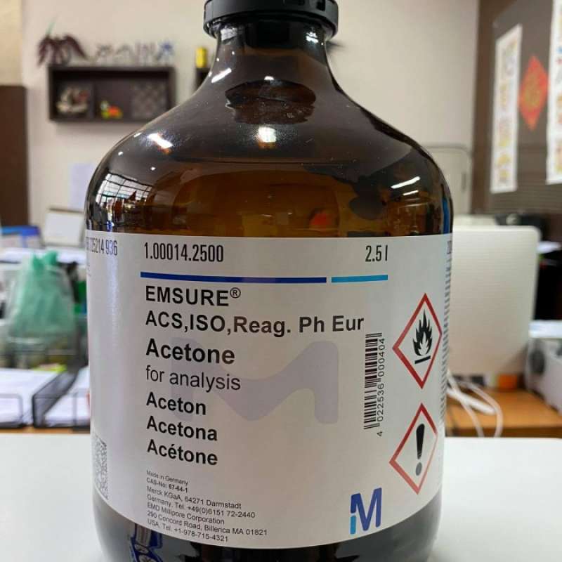 Promo Acetone CH3COCH3 1.00014.2500 for analysis Merck.. 2,5liter ...