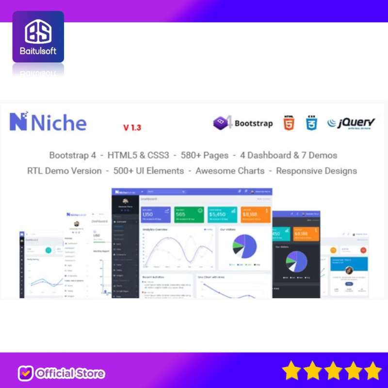 Promo NICHE - POWERFUL BOOTSTRAP 4 DASHBOARD AND ADMIN TEMPLATE BY ...