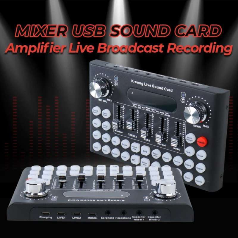 Promo Mixer Karaoke 2 USB Sound Card Amplifier Bluetooth Diskon 23 di Seller Guaza Store