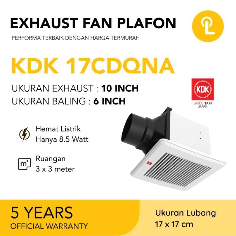 Promo Exhaust Fan KDK 17CDQNA 17CDQN / Exhaust Fan Cerobong KDK 6 inch