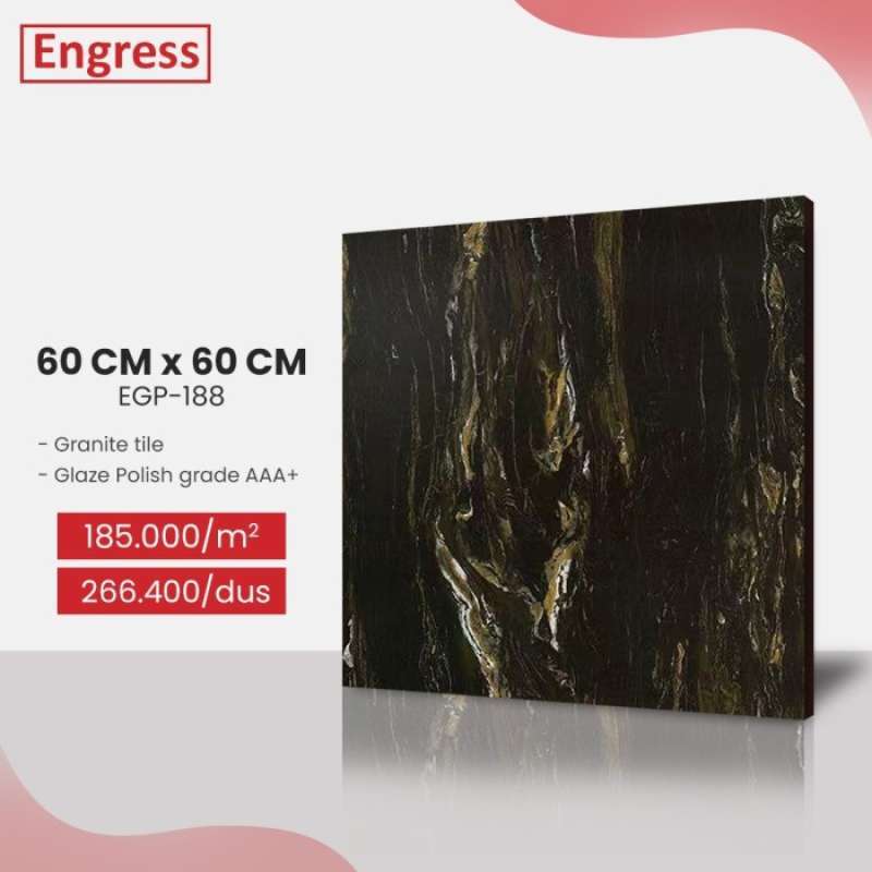 Promo Granite Tile Glazed Polish Engress Black Gold Marble Diskon 5 Di