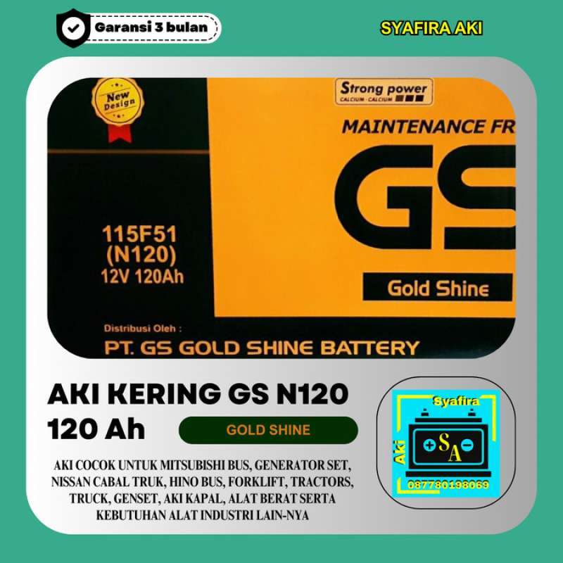 Promo AKI GENSET GS MF N120 Aki Kering 12V / 120Ah UNTUK ALAT BERAT