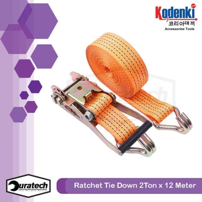Promo Ratchet Tie Down 2ton X 12m Cargo Lashing Belt Tali Pengikat