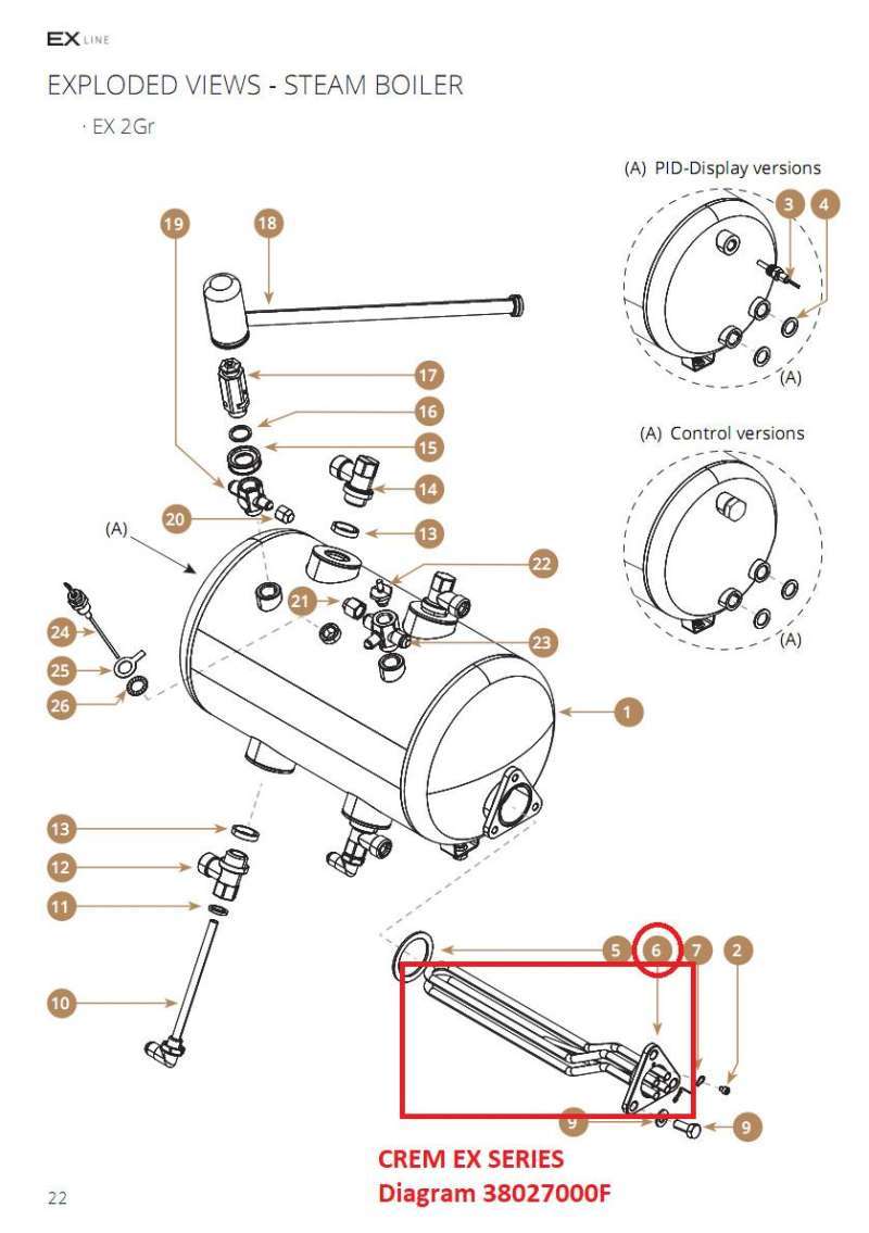 Jual Original Crem Expobar / Coffee Queen Heating Element 2 Group 3050
