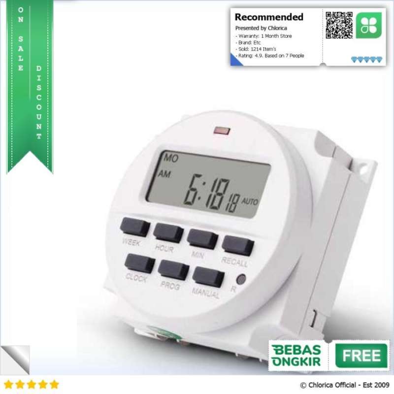 Promo Sinotimer Programmable Timer Switch Relay 220V AC - TM618N-2 ...
