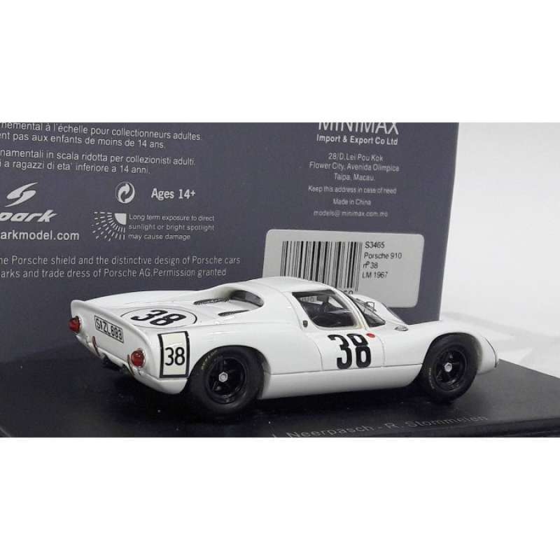 Spark 1:43 Porsche 910 #19 2° 1000km Nürburgring 1967 Hawkins, Koch